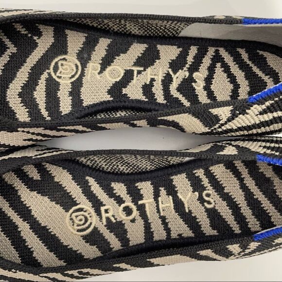 Rothy's The Point Black Zebra Flats Size 5 - Picture 6 of 15